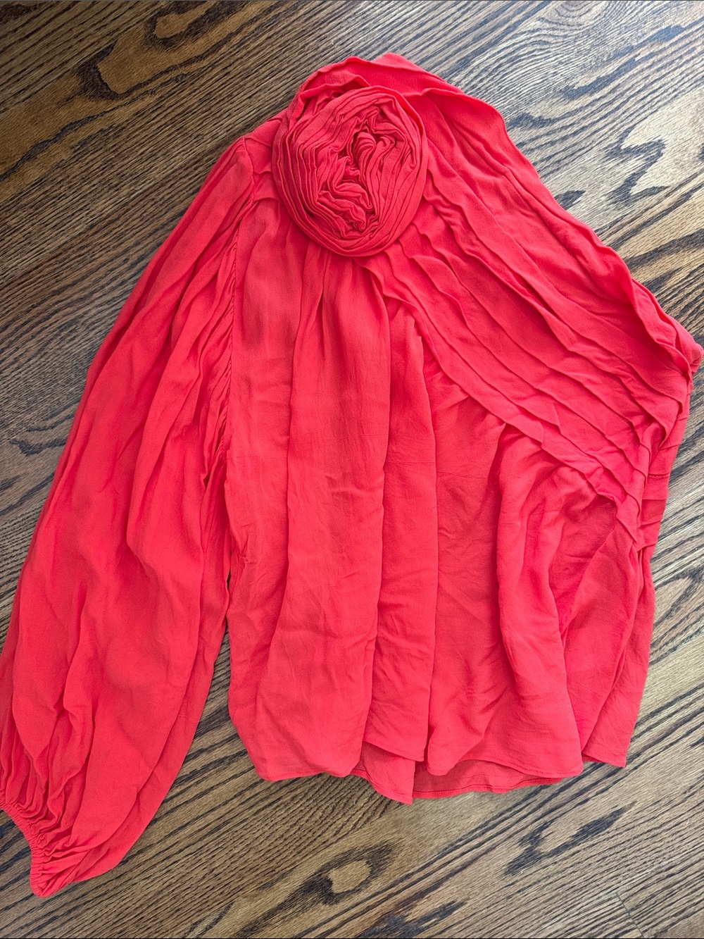 Farm Rio Red Orange One Shoulder Top Blouse Size Small